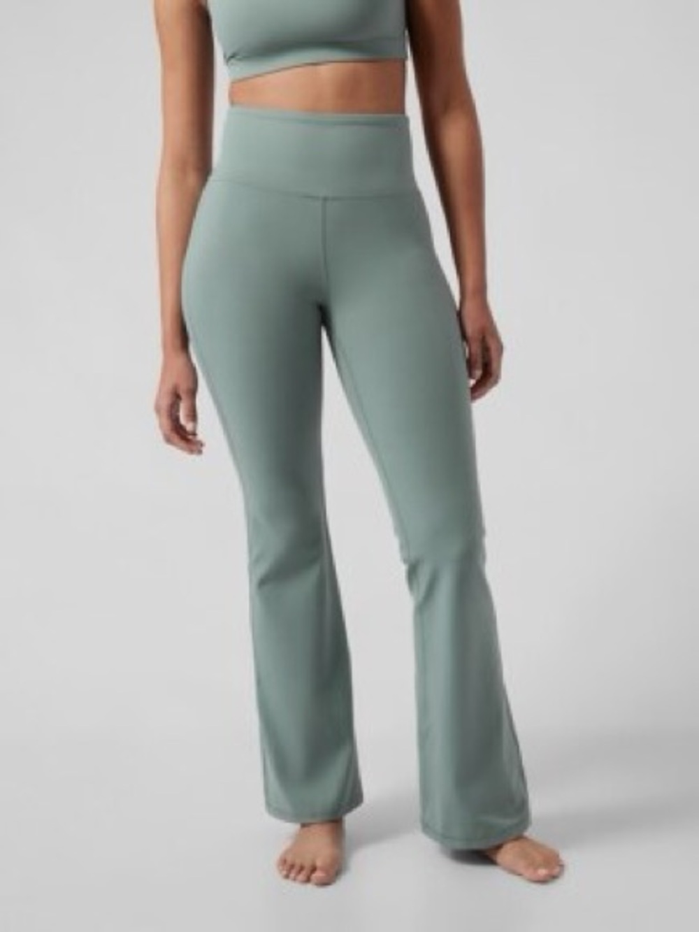 Athleta Elation Flare Pant High-Rise Flared Leggings in Sage Green